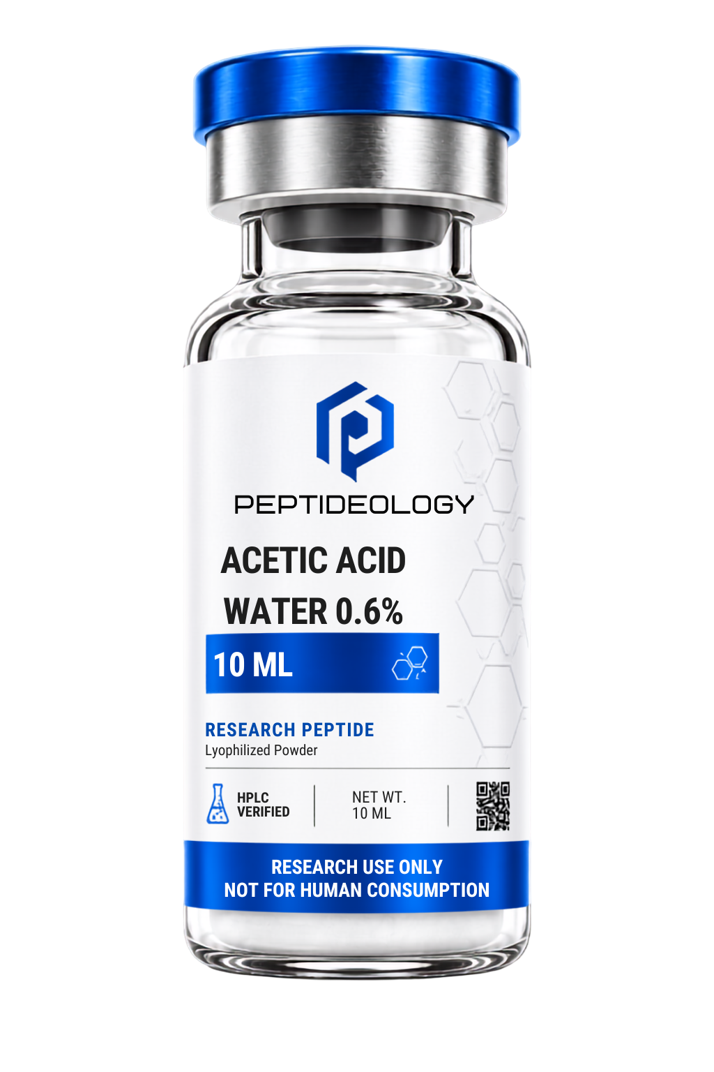 Acetic Acid Water 0.6% 10ml research vial by Peptideology