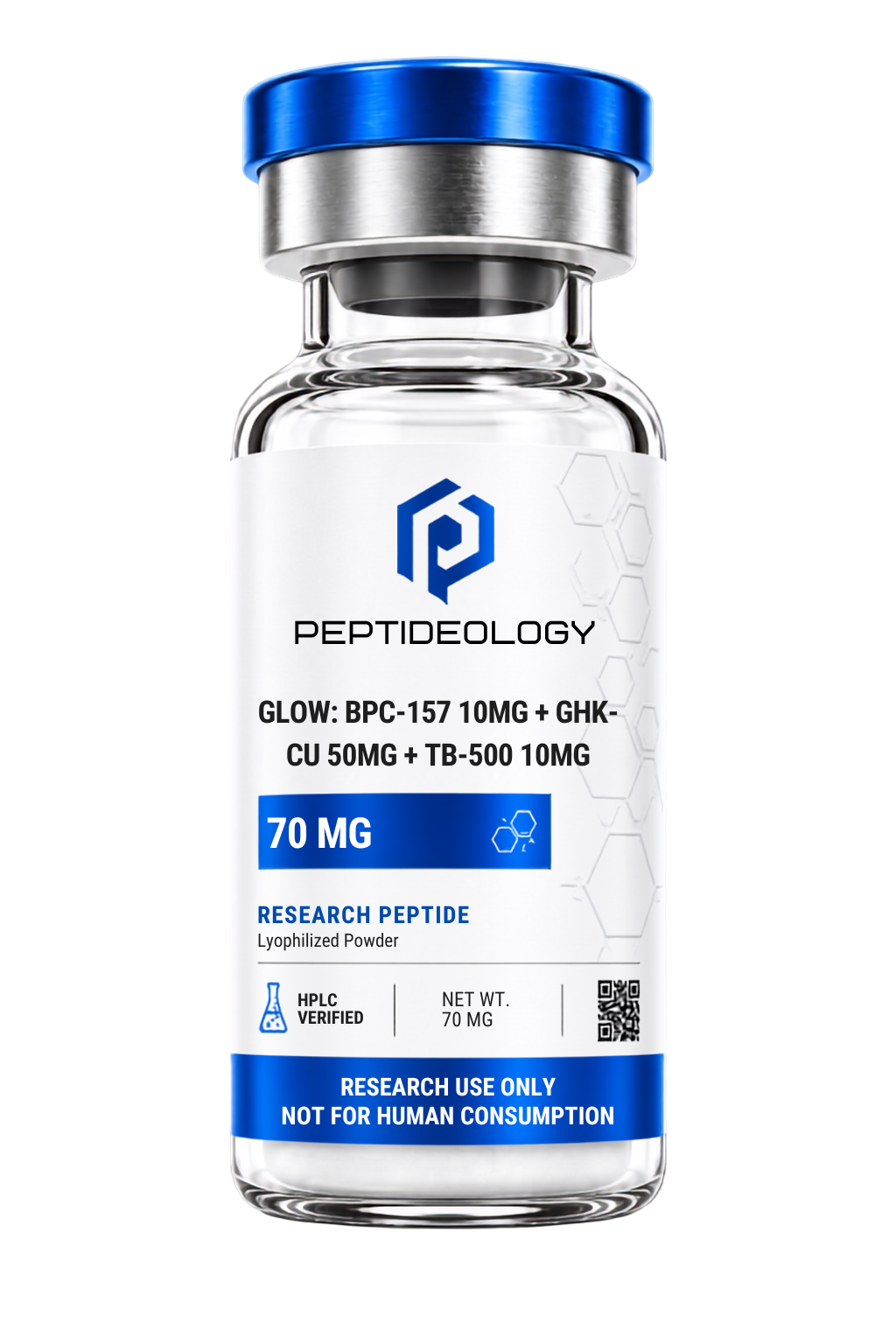 GLOW 70mg research vial by Peptideology